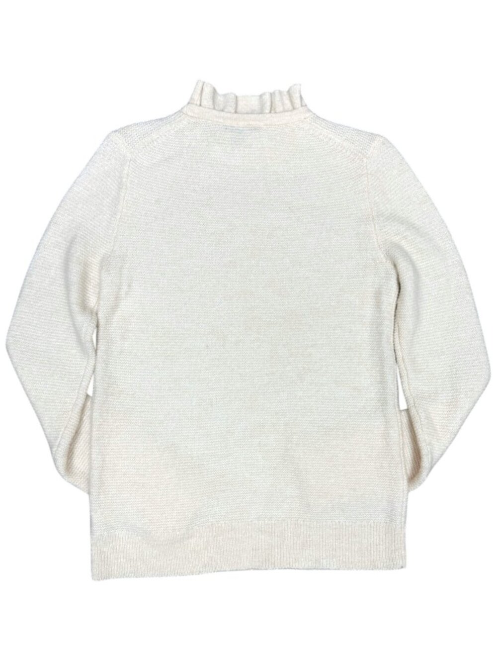 J. CREW Women's EUC Ruffleneck Alpaca Bld. Pullover Sweater Cream AT815 | Size M - Picture 5 of 9